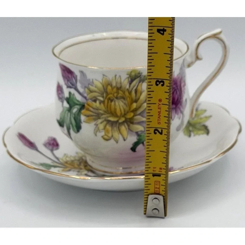 Royal Albert Flower of the Month Chrysanthemum Tea Cup Saucer Bone China England